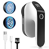 Fabric Shaver Fuzz Remover, HOMEASY Electric Lint Shaver Remover with LED Digital Display & 3 Blades, Rechargeable Sweater Couch Fabric Lint Pill Shaver for Clothes, Furniture, Carpet