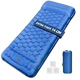 NAPASA Camping Mat, 14CM Ultralight Inflatable Sleeping Pad with Built-in Foot Pump, Double Joinable, Compact, Waterproof for Backpacking, Hiking, Tent Trap Traveling