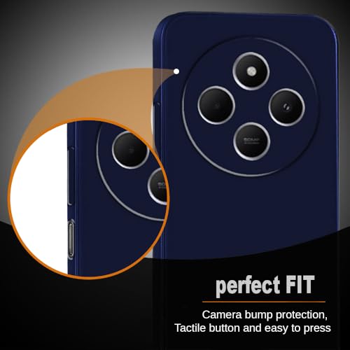 Image of Back Cover for Mi Redmi A4 5G / 14C 5G | Full Camera Protection | Premium Liquid Silicon Case | Flexible Bumper Case for Mi Redmi A4 5G / 14C 5G / 14R 5G / Poco C75 5G / M7 5G (Dark Blue)