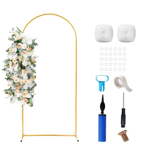Ascoza Metal Arch Backdrop Stand 6.6FT Gold Wedding Arch Backdrop Stand Balloon Arched Frame for Birthday Party Wedding Baby Shower Graduation Ceremony Decoration