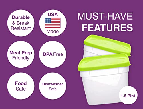 Arrow Home Products 1.5 Pint Freezer Food Storage Containers with Lids, 8 Pack - USA Made Reusable Freezer Containers for Food Storage - Prep, Store, Freeze -BPA Free, Dishwasher Safe, 3 Cups, 8 Pack - Thumbnail 3