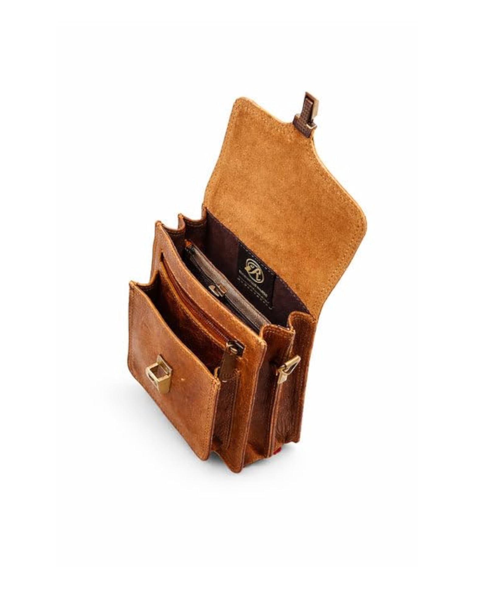 Brown Leather Flap Bumbag, Water-Resistant Travel Crossbody