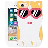 Dumkery Cute Case for iPhone SE 2022 Case, Heart Glasses Cat iPhone SE 2020 Case, Animals Kitty iPhone 7 Case, Kawaii iPhone 8 Case, Funny iPhone 6/6s Cases, 3D Cartoon Soft Silicone Shockproof Case
