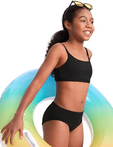 CRZ YOGA Girls Swimsuit 2 Piece Bikini Set - Scoop Neck Adjustable Straps Padded Tops and Bottoms Beach Sports Bathing Suit4