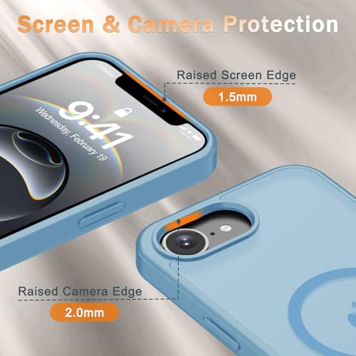 Image of for iPhone 17e Case, iPhone 16e Case, Matte Magnetic Phone Cover [with 1 Screen Protector] [Support for MagSafe] [Shockproof Military Grade Protection] Translucent Frosted Back, Lavender Purple