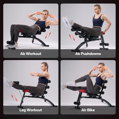 MERACH Ab Machine, Multi-Functional Adjustable Ab Trainer, Ab Workout Bench for Home Gym, Sit Up Machine for Abdominal, Exercise Chair for Full Body Workout(Black) by MERACH - Image 6