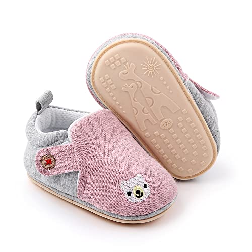 Methee Baby Shoes Boys Girls Infant Sneakers Non-Slip Rubber Sole First Walker Shoes Toddler Cartoon Slippers Crib Shoes 0-18 Months, Pink 0-6 Months Infant #TOP5
