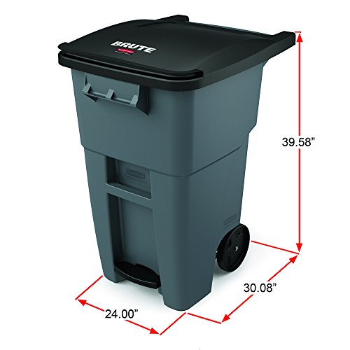 Image of Rubbermaid Commercial Products Brute Step-On Rollout Trash /Garbage Can /Bin with Wheels, 50 GAL, for Restaurants /Hospitals /Offices /Back of House /Warehouses /Home, Gray