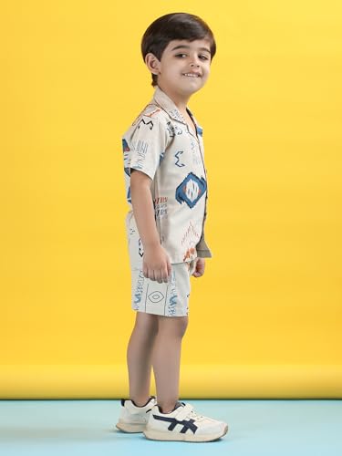 Image of POLKA TOTS 100% Cotton Half Sleeve Shirt and Shorts Combo for Boys | Co-Ord Set for Kids | Summer Wear Dress for Toddlers | Breathable & Skin-Friendly Boys Clothes | Trendy Summer Outfit & Beach Wear