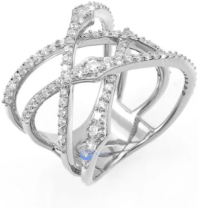 ENDLESSNESS & ETERNITY Criss-Cross X Ring CZ Cubic Zirconia Twist 14K Gold Plated Wedding Band Ring Chunky Statment Band Ring