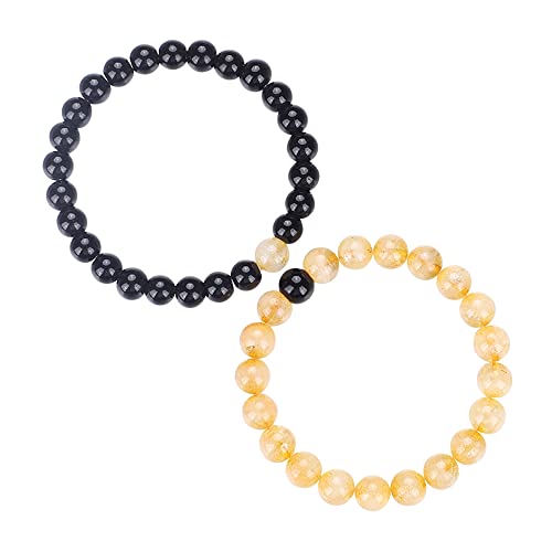 Image of KSQS Long Distance Bracelets For Couples, His And Hers Black Onyx Turquoise Forever Stone Bead Bracelet For Lovers, Crystal Healing Gemstone Bracelet For Woman Man(2pcs)
