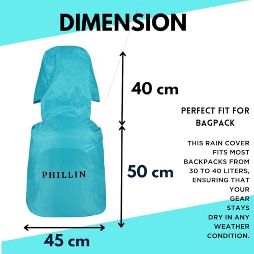 Image of Rain Cover for Backpack with Elastic Adjustable and Carrying Pouch Dustproof Waterproof Laptop Bag Protector Travel Accessories 35-45 Liter Hoddy Style (Sea Green)
