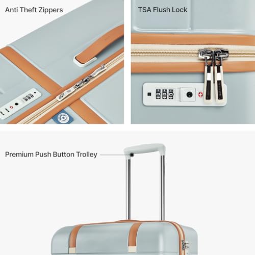 Image of uppercase Chester Large Size Trolley Bag for Travel | 360 8 Wheels Hard Luggage with TSA Lock, Anti-Theft Zippers | Hard Sided Polycarbonate Suitcase for Both Men & Women (Grey)
