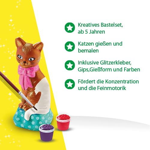 SES Creative 01218 Gips Gießen Bastelset Katze, Tier-Bastelset für Kinder, Diverse Farben – Ansicht 2