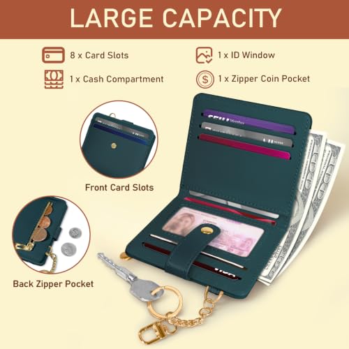 Image of Jogjam Lake Blue Small Women Wallet, Rfid Slim Compact Credit Card Holder | PU Leather Bifold Cash Zipper Coin Pocket ID Window, for Female Ladies Teen Girls Girly Gifts