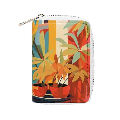 RFID Credit Card Holder Wallets for Women Cute Small Leather Ladies Cardholder Wallets Cat Illustration Card Organizer Case with Zipper