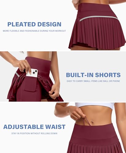Image of JoyGirl Womens Pleated Tennis Skirt with Shorts High Waisted Golf Skort Mini Skirt Workout Skirt Athletic Skorts with Pockets