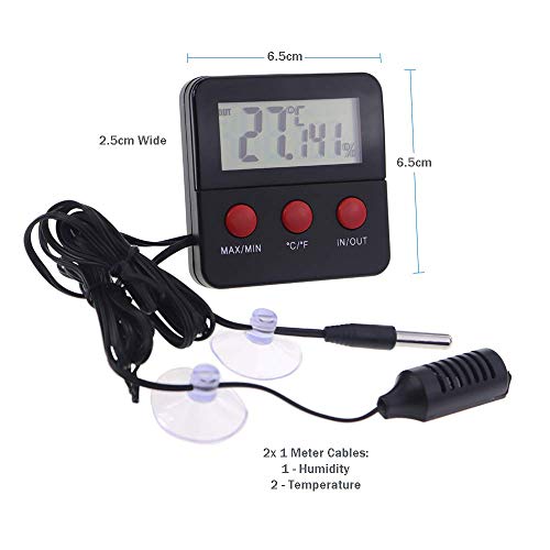 Digital Reptile Thermometer and Humidity Gauge Remote Probes – Terrarium Reptile Hygrometer Thermo Humidor Tank Cage… - Image 4