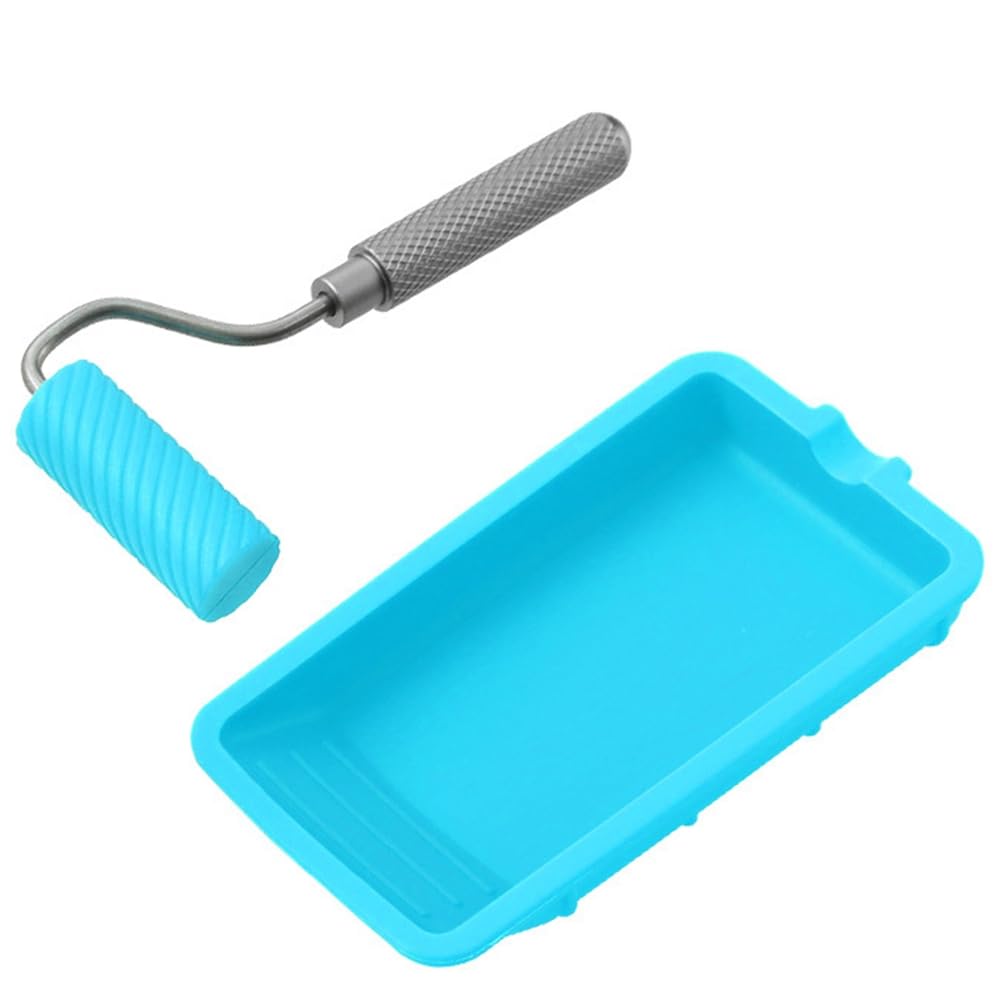 Plmvhpb Woodworking Project Silicone Glue Roller With Tray, 48Mmx20mm Roller Handle For Crafts