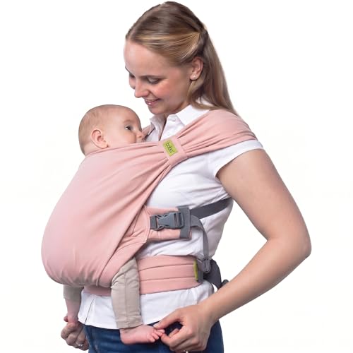 Boba Bliss Pre-Wrapped Baby Carrier with Buckle - Newborn to 7-35 lbs Light, Breathable & Easy to Adjust Hybrid Infant Sling & Toddler Carrier - Certified Hip-Healthy for 0-18 Months - Bloom