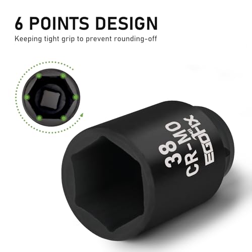 Image of 1 /2 inch Drive Deep Impact Socket, 38mm Metric Socket, CR-MO 6 Point for Easy Removal of Axle Nut