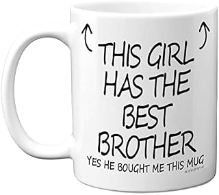 This Girl Has The Best Brother Mug - Sister Birthday Present from Brother, Sister Gifts 11oz Ceramic Dishwasher Safe Coffee Mugs - Birthday, Christmas Day, Secret Santa, Cup - Made in UK Stuff4