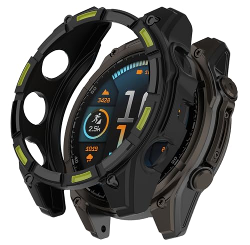 SHEAWA for Garmin�K�[�~�� Fenix 8 47mm �P�[�X �J�o�[ �ی�P�[�X �݊��i TPU�S�� �ی�J�o�[ �ϏՌ� �A�N�Z�T���[ (�u���b�N×�O���[��)