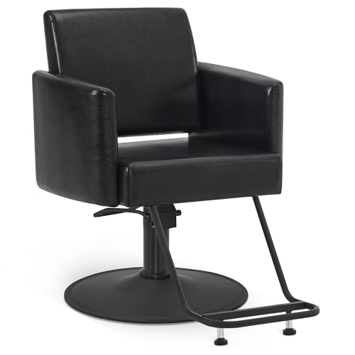 BarberPub Modern Salon Chair, All Black Barber Styling Chair for Hair Stylist, 440 Lbs Heavy Duty Hydraulic Pump, 360 Degrees Swivel, Beauty Spa Styling Equipment 9412