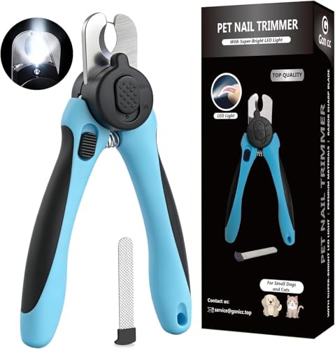 Image of gonicc LED Pet Nail Clippers for Small Dogs and Cats | Light-Up Dog Nail Trimmer with Safety Lock & Built‑in File, Professional Stainless Steel Nail Clippers for Pets