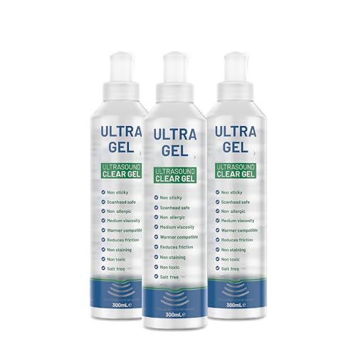 Electro Spyres Ultrasound Gel Clear | Pack de 3 (3 botellas de 300 ml) | Hipoalergénico | Antimanchas | Reduce la fricción | Viscosa | Seguro para Scan-Head