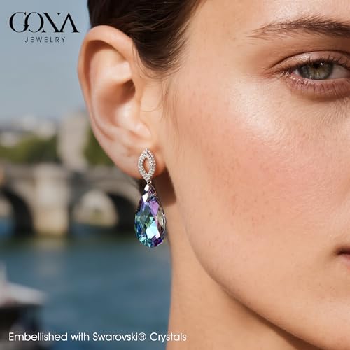 Created with Swarovski® Crystals, GONA JEWELRY 925 Sterling Silver Earrings, White Gold Plated, Earrings for Women, Gift for Women, Birthday, Anniversary, Christmas, Valentine's Day2