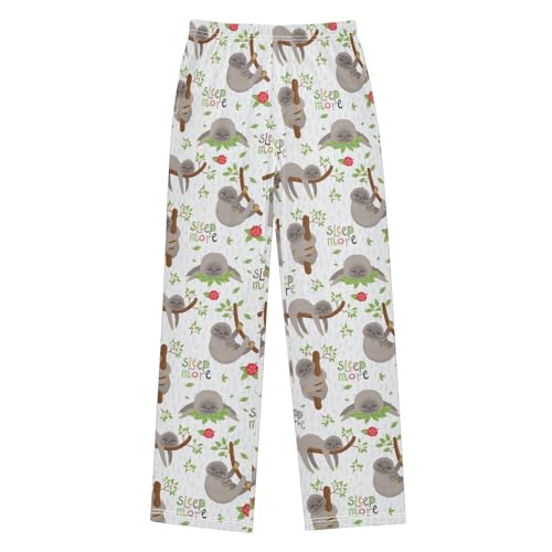 ZZXXB Sloth Sleep More Boys Long Pants Soft Trousers Elastic Waist Kids Lounge Bottoms with Pockets S-XL