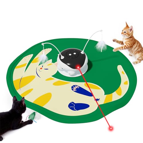 Gardner Pet Giocattolo per Gatti, 5 in 1 Elettrico Interattivo Automatico per Gatti, Gioco con Nascondino, Giocattolo con Piume, Laser, Palline e Suoni di Uccelli, Ricarica USB, Stile Gatto