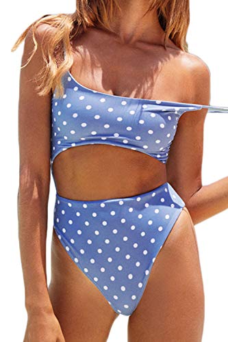 Image of Meyeeka Womens Scoop Neck Cut Out Front Lace Up Back High Cut Monokini One Piece Swimsuit