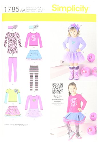 Simplicity 1785 Toddlers Skirt and Knit Dress, Top and Leggings Sizes 1/2-1-2-3
