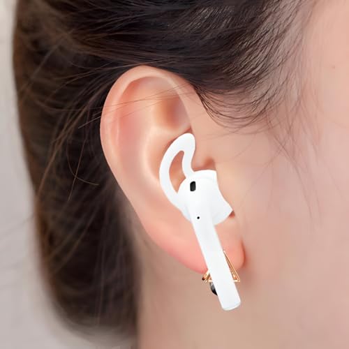Image of Scalebee Silicone Ear Tips & Hooks for Apple AirPods /EarPods, White | Anti-Slip Sport Design, Anti-Drop Gel, Soft Covers, Compatible with AirPods /EarPods