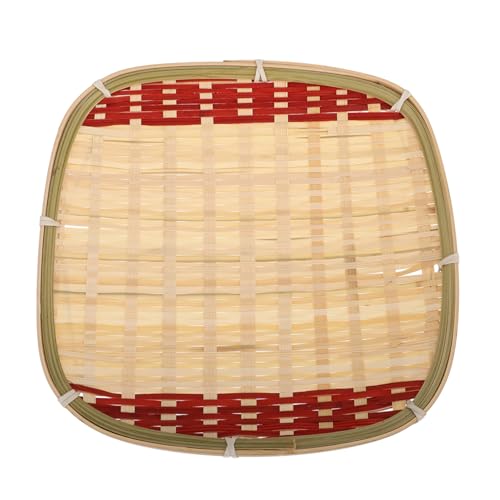 OFFSCH 1pc Faceplate Basket for Storage Fruit Rack Exquisite Basket Handmade Basket Storage Baskets Farmhouse Rattan Basket Woven Tray Wall Art Boho Tray Food Basket Square Basket