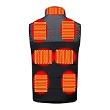Gufayue 電熱ベスト 加熱ベスト 秋冬用 8つヒーター内蔵お腹3*・腰3*・背中2* 3段階の温度制御 生理冷え性に対応 薄手 フリース製 撥水加工 洗濯可能　男女兼用　スキー　バイク　通勤通学　屋外作業　登山 釣り ヒーティング 電熱ベスト ヒーターベスト 電熱ジャケットUSB式給電 軽量 防寒 フード付き 洗濯可 発熱服 ダウンジャケット 作業着 USB加熱 3段温度調整 アウター 冬物 冬作業着 防寒対策 釣り 男女兼用(ブラック/S)