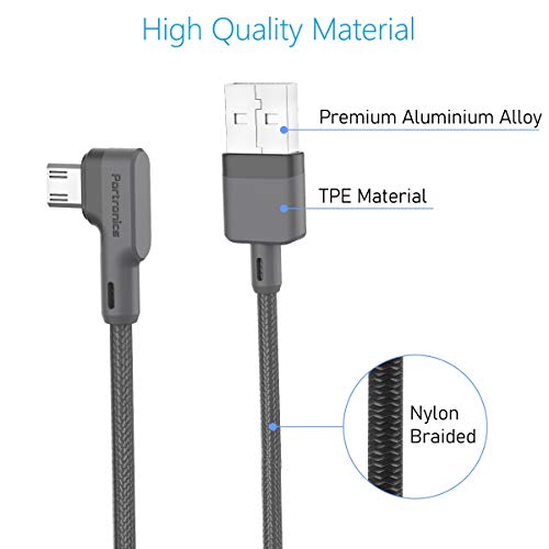 Portronics Konnect L 1.2Mtr, Fast Charging 3A Micro USB Cable with Charge & Sync Function (Grey) - Image 3