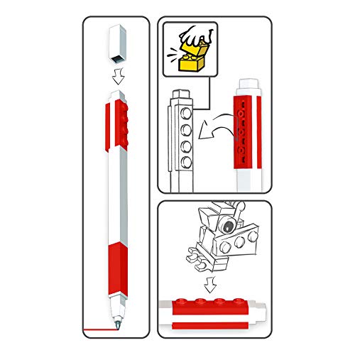 LEGO Penna Gel Ufficiale con Minifigure - Penna Divertente per Scuola, Bambini e Collezionisti, Idea Regalo, Rossa - Lego - Immagine 3