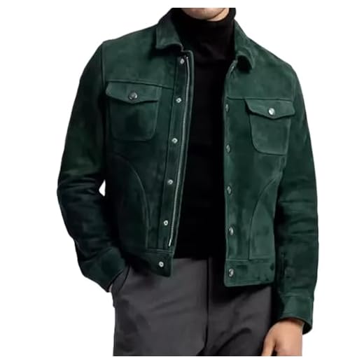KOLAR CLUB Jaqueta masculina de couro de camurça - jaqueta bomber preta marrom jaqueta casual de couro para homens, Verde - Couro de camurça, XGG