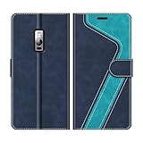 MOBESV Hülle für Oneplus 2 Handyhülle, Lederhülle mit Kartenfach, Klapphülle mit Ständer, Flip Hülle Handytasche Schutzhülle, Modisch Blau