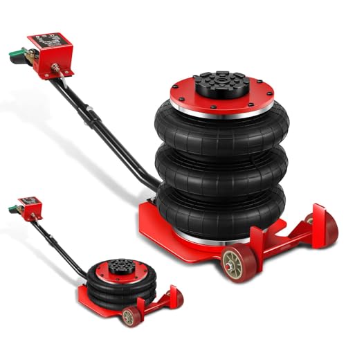 DNA Motoring Air Jack 3.5 Ton / 7700lbs Triple Bag Airbag Jack with Long Handle 3-5 s Fast Lifting Pneumatic for Cars Trucks Garage Repair Lifting up to 14.3 TOOLS-00687