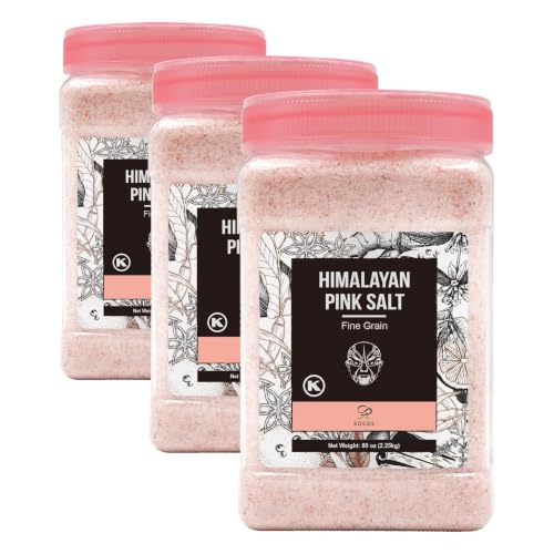 Soeos Himalayan Pink Salt, Fine Grain, 80oz (5 Pound), Non-GMO Himalayan Salt, Kosher Salt, Pink Himalayan Sea Salt Fine (Pack of 3)