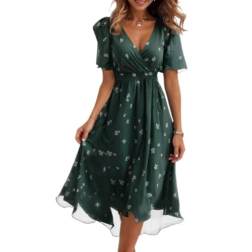 Spring Summer Chiffon Midi Dresses for Women 2025 Elegant Classy Wedding Guest Floral Formal Cocktail Prom Dress
