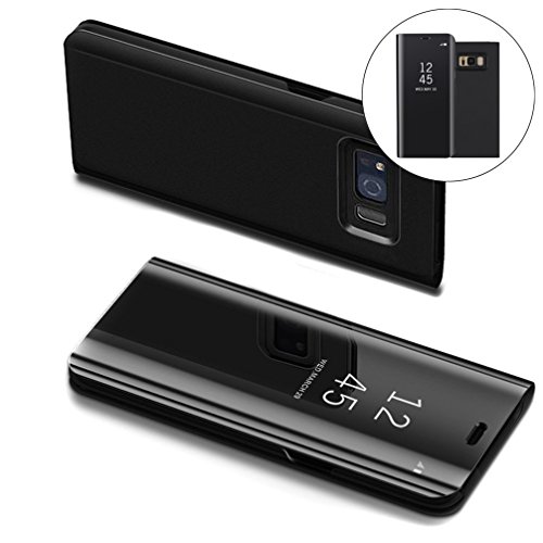COTDINFORCA Samsung S8 Case, Mirror Design Clear View Flip Bookstyle Luxury Protecter Shell with Kickstand Case Cover for Samsung Galaxy S8 SM-G950-5.8 inch. Flip Mirror: Black