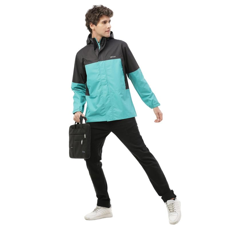 Image of Zeel Raingear Stylish Rain Jacket for Men Waterproof for Bike Riders with Adjustable Hood along with inner pockets,Waterproof Rainwear with Lightweight Polyester Jacket, ZRR011