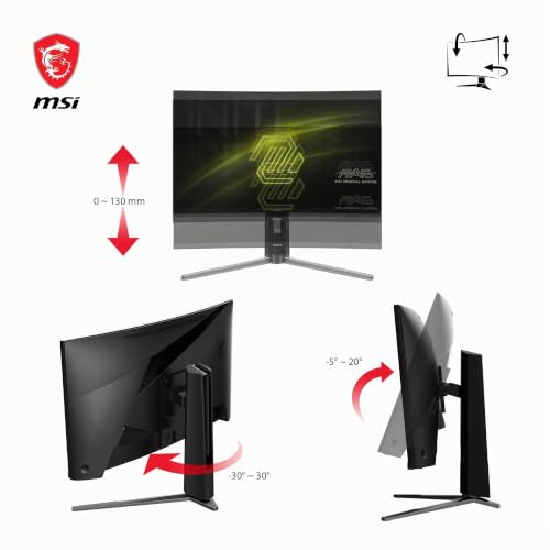 MSI MAG 27C6PF écran Gaming incurvé FHD de 27" - Dalle Rapid VA 1920 x 1080 1500R, 180 Hz / 0,5ms (GtG, Min.), Adaptive-Sync - DP 1.2a, HDMI CEC
