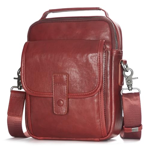Image of Augus Genuine Leather Small Messenger Bag Crossbody