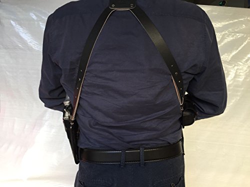 Als455 Vertical Shoulder Holster With Double Speedloader Pouch Fits 357 Magnum 6’’ & Similar Revolvers Rh Handmade! (Black) #TOP7